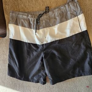 OP Men's Black, Gray, and White Swim Trunks